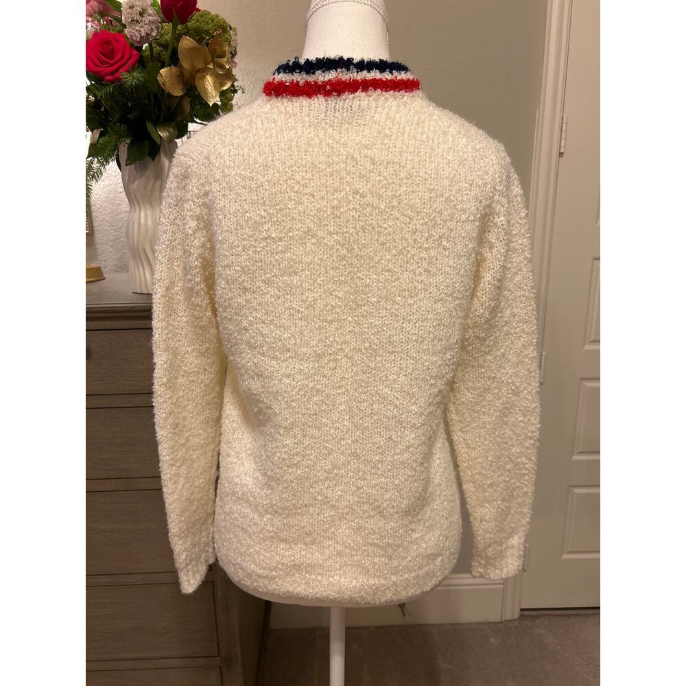 Haymaker | Vintage Cream/Blue/Red Tennis Cardigan Sweater | Sm - Picture 8 of 10